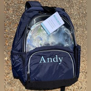 NWT Pottery Barn Large Mackenzie Earth & Moon Holographic Backpack Personalized
